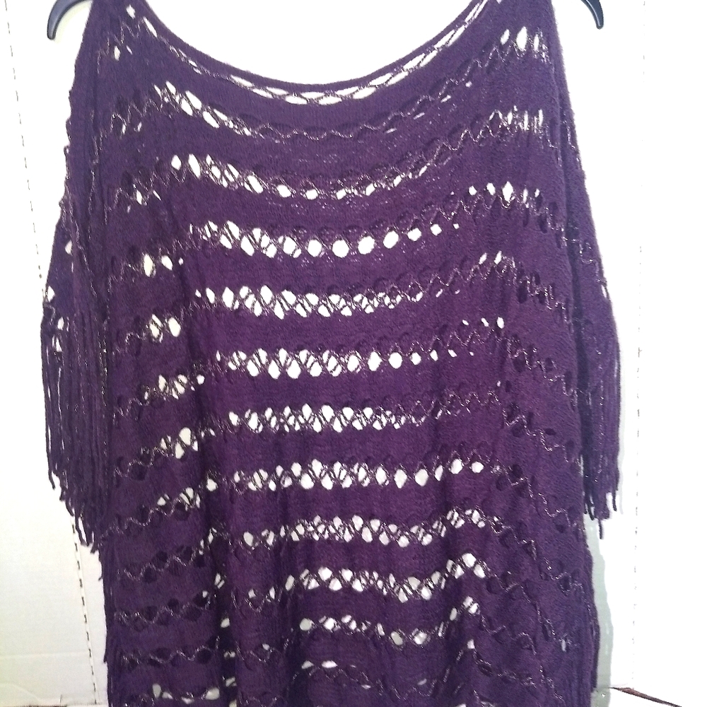 Crochet Poncho with Gold threading